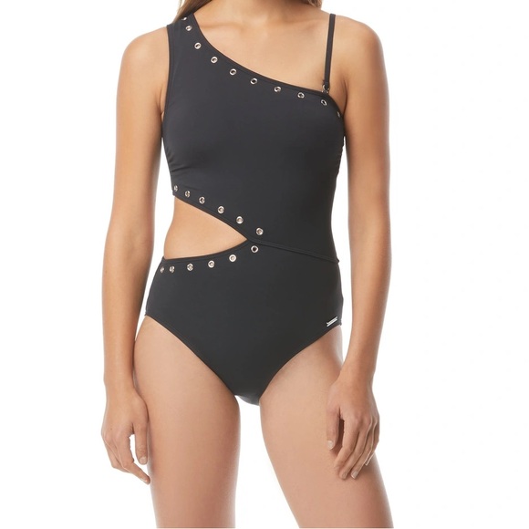 MICHAEL Michael Kors One Shoulder One Piece Swimsuit - Size 8 - Picture 2 of 3